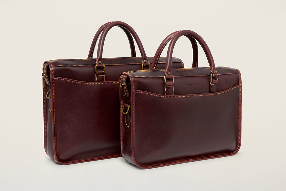 The Marston Leather Briefcase from British Maker, Tusting, in Focus