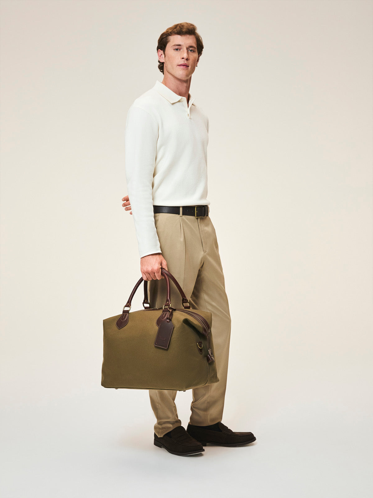 Tusting Explorer Medium Canvas and Leather Travel Bag, Made in England
