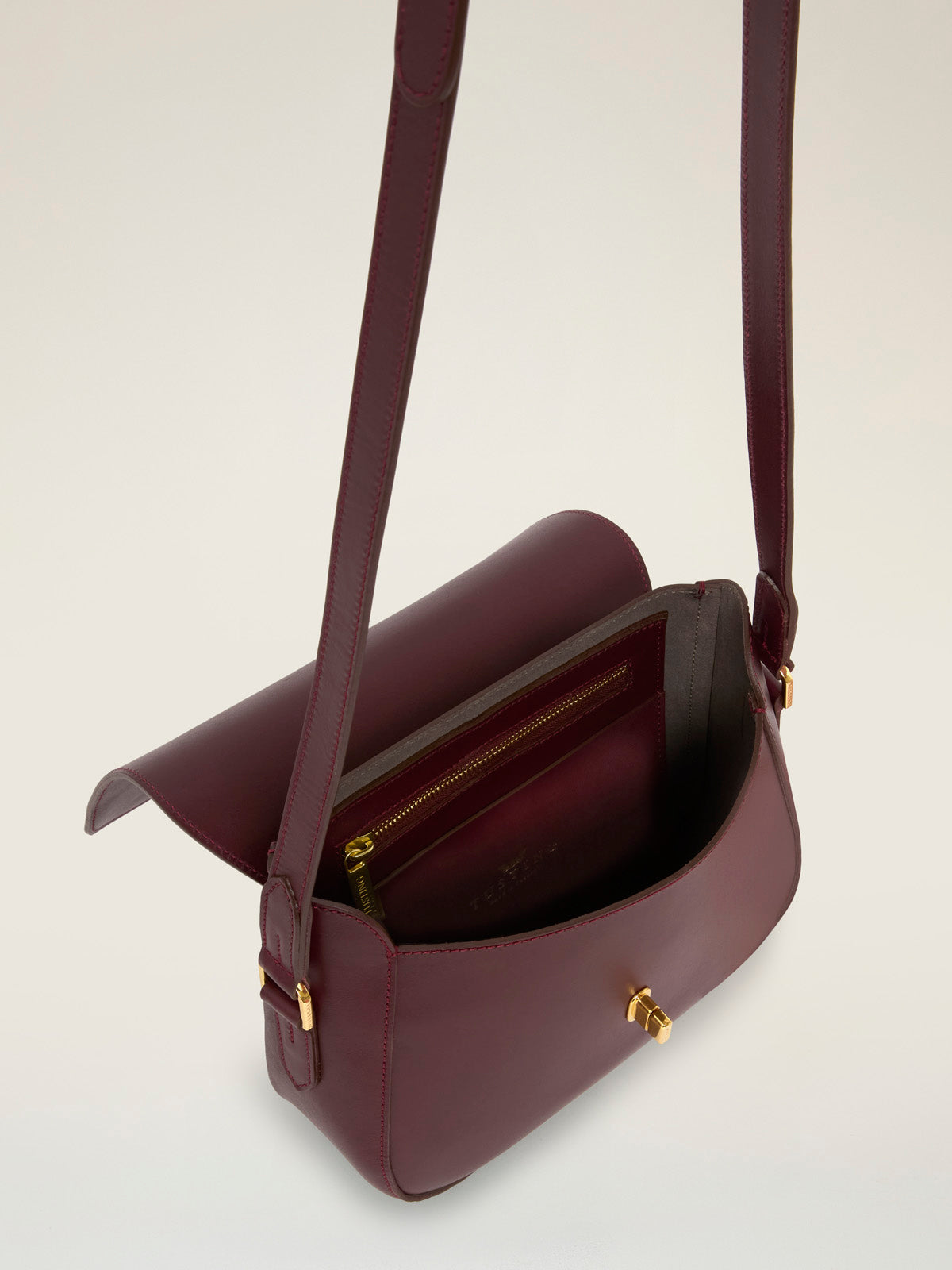 Tusting Darcy Leather Cross-Body Saddlebag Handbag, Made in England
