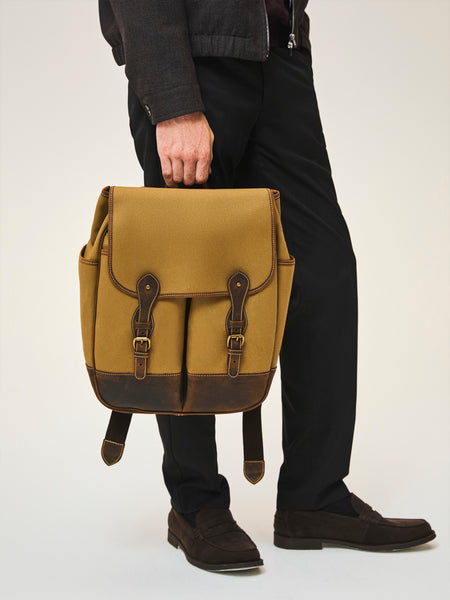 buy canvas leather backpack uk Dovedale Canvas & Leather Backpack, Made in England by Tusting
