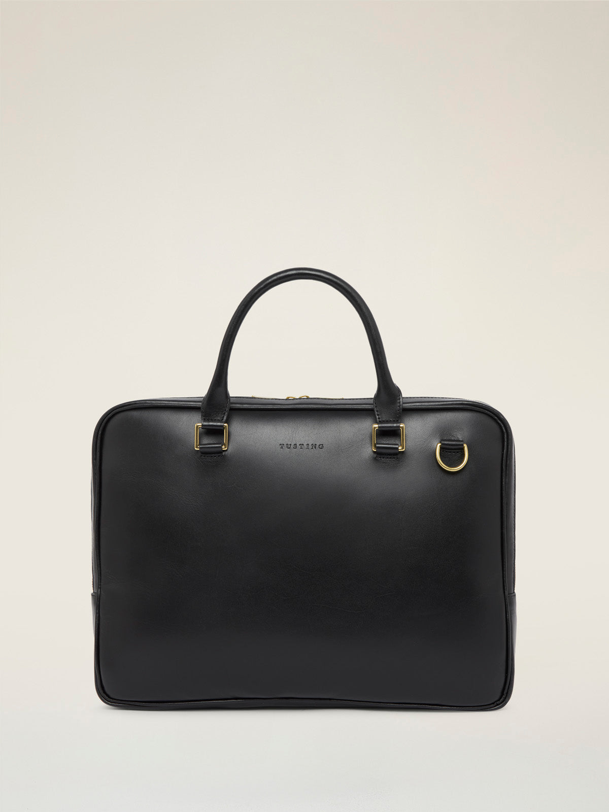 TUSTING CAMBOURNE ビジネスバッグ ブラック Tusting Marston Full-Grain Leather Zip Top Briefcase - Large