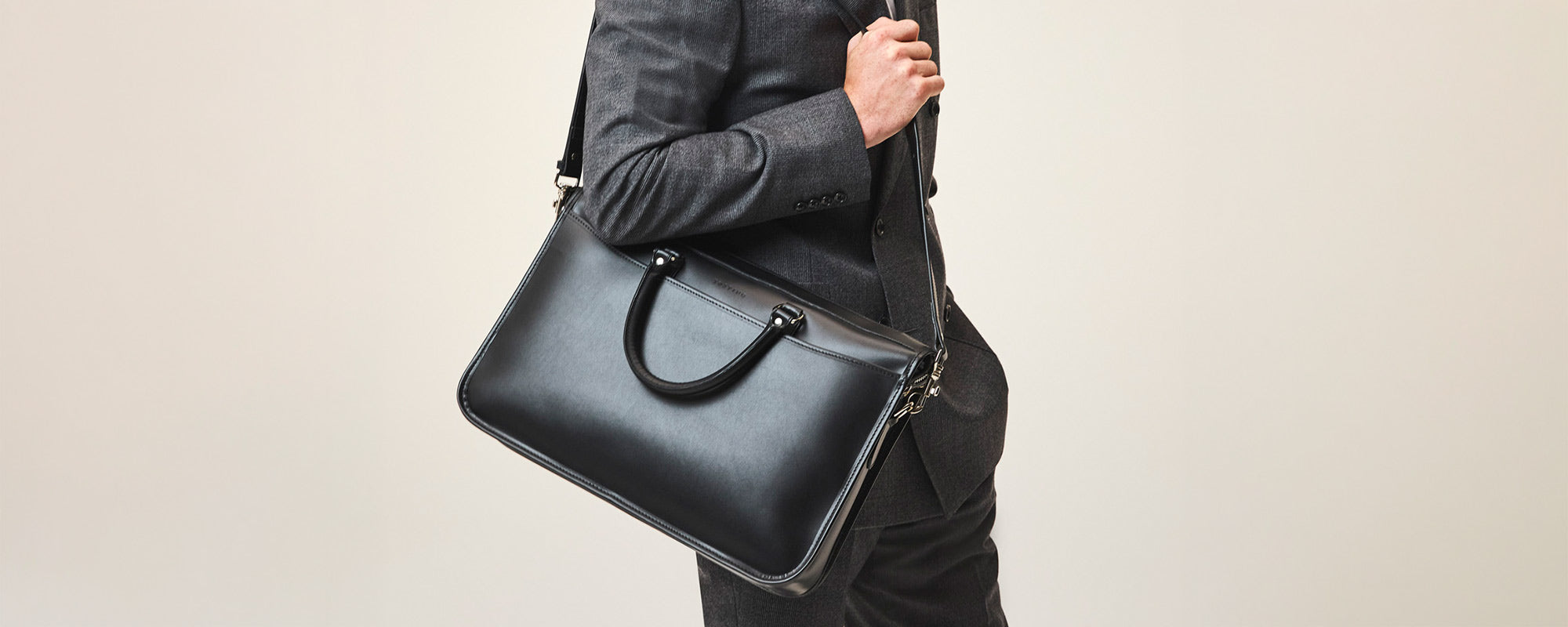 The Marston Leather Briefcase from British Maker, Tusting, in Focus