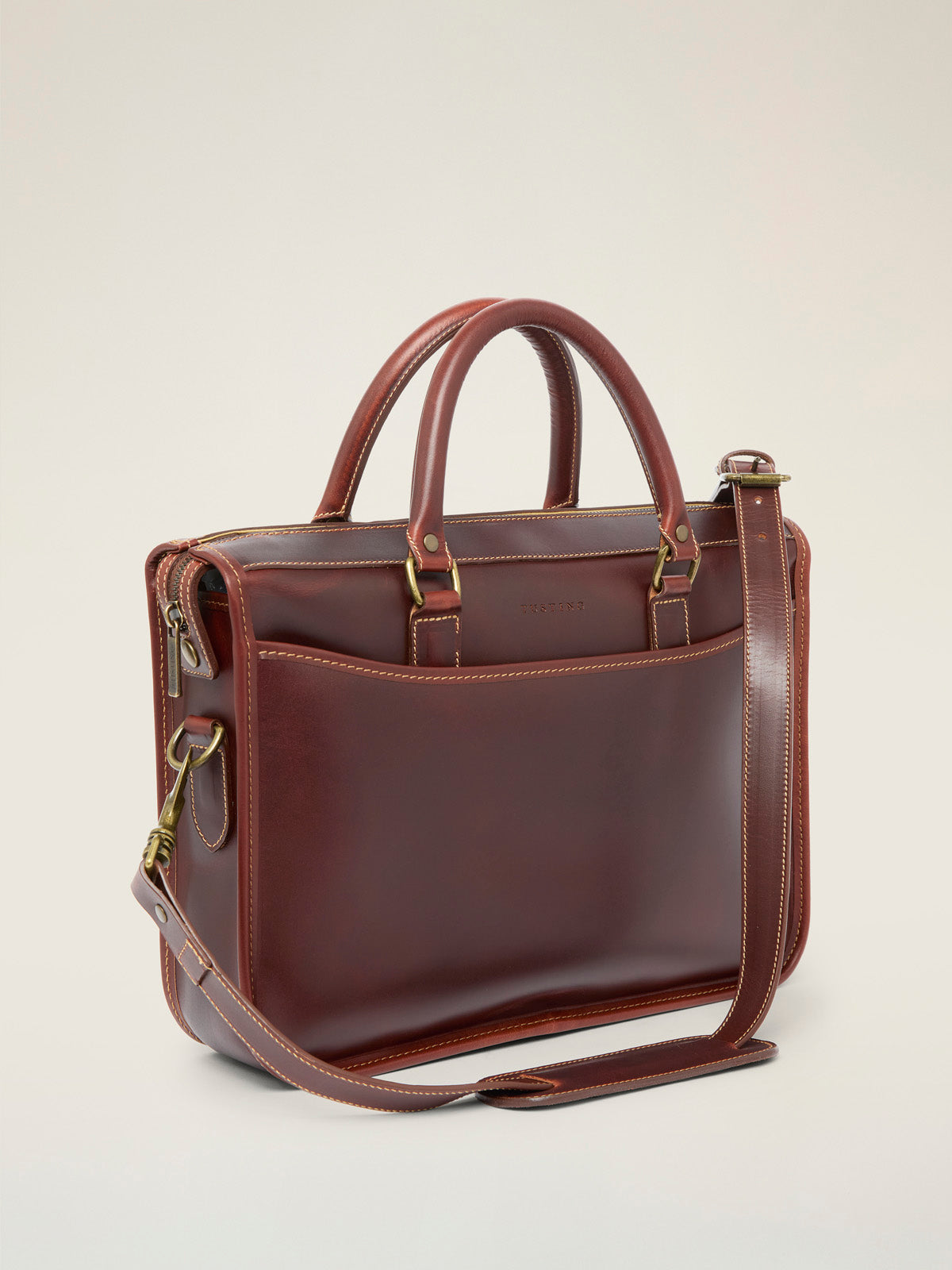 Tusting Marston Leather Zip-Top Briefcase, Small, Made in England