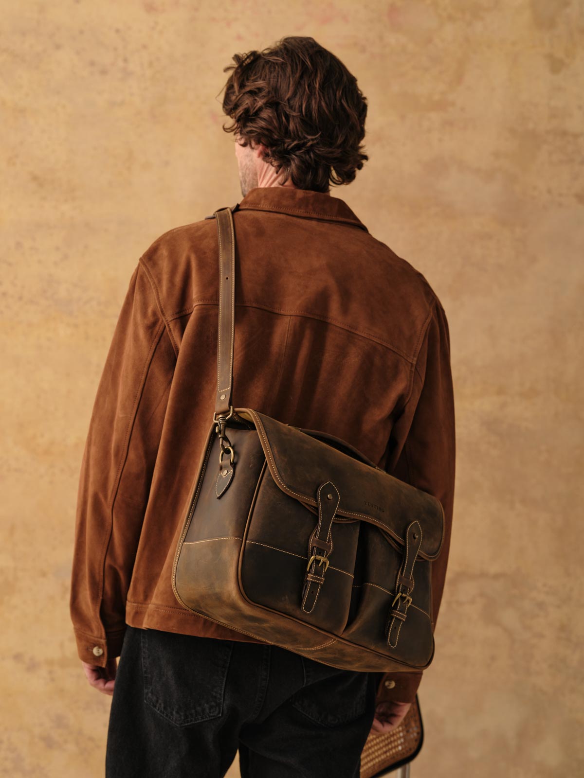 Tusting Weekender Leather Clipper - Large Leather Satchel Briefcase by Tusting