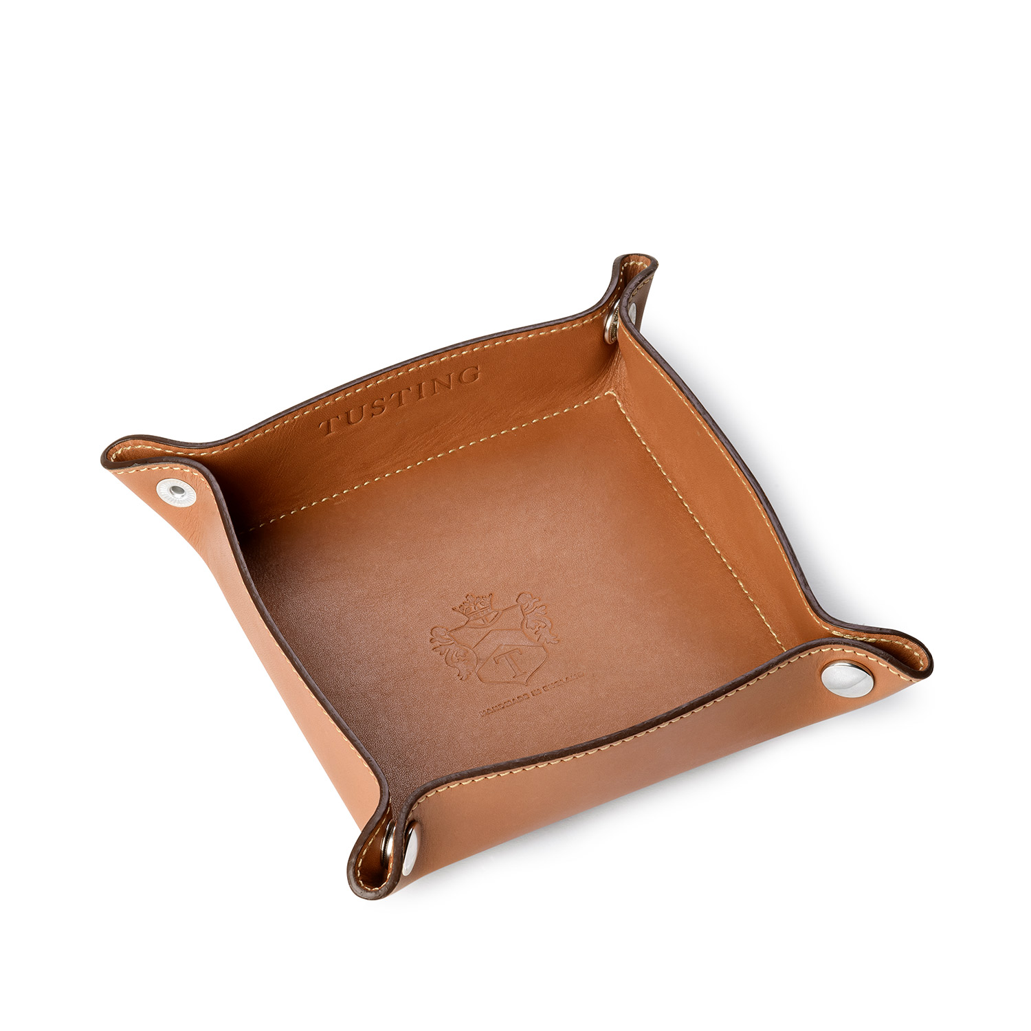 Traditional Leather Valet Tray Made, Brown Leather Valet Tray